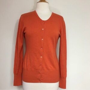 Ambiente Germany Orange Cashmere Cotton Button Soft Cardigan Size Large Preppy